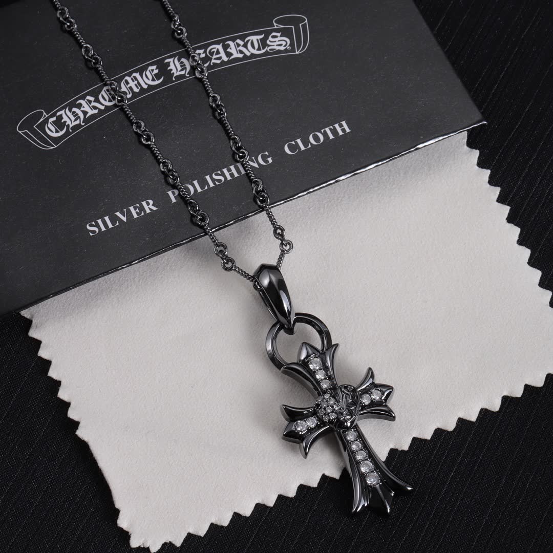 Chrome Hearts Chromatic Hearts Silver Cross Pendant with Diamonds Chrome Hearts Chromatic Hearts Silver Cross Pendant with Diamonds